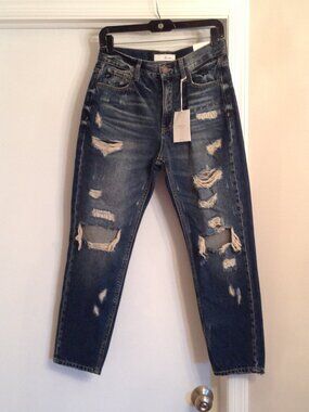 NWT KanCan Women's BELLA Distressed Grunge Ripped Blue Jeans Size 5 26